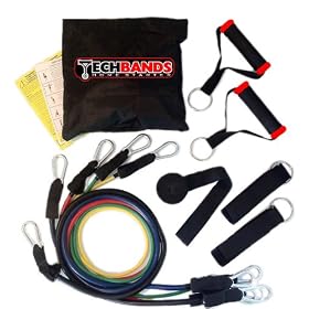 TECHBANDS HOME STARTER | PREMIUM QUALITY 11 PIECE RESISTANCE BANDS SET | INCL. INSTRUCTION LEAFLET | YOGA PILATES ABS | HOME GYM ULTIMATE FITNESS EXERCISE CORDS TUBES | 1 YEAR WARRANTY