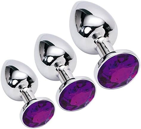 ChaoXiang 3pcs Jeweled Beginners Butt Plug - funny Love Games Personal Massager for Women Men Couples Lover (purple)