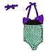 Newland Girl's One Piece Mermaid Swimwear Swimsuit Bathing Suit+Headband 90