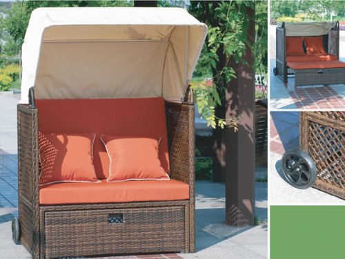 Rattan Relax Oase ANABEL Strandkorb Sonnenliege Gartenmöbel