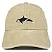 Trendy Apparel Shop Orca Killer Whale Embroidered Pigment Dyed 100% Cotton Cap - Khaki
