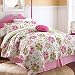 Girl Green Pink Zebra Flower Floral Full / Queen Comforter & Shams Set (3 Piece Bedding)