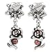 Ed Hardy By Christian Audigier: 'Love Kills Slowly' Skull Earrings with Hearts and Roses in Stainless Steel and CZ Accents