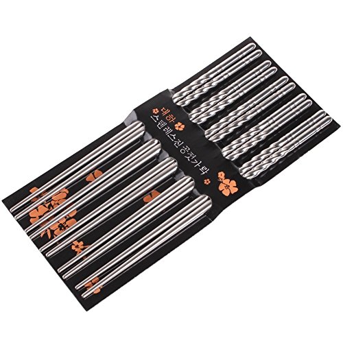 Happy Sales 10 Pc Chopstick Stainless Steel Chopsticks 5 Pairs Spiral Happy Sales 10 Pc Chopstick Stainless Steel Chopsticks 5 Pairs Spiral