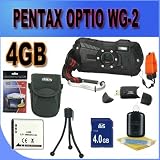 Pentax Optio WG-2 Adventure Series 16 MP Waterproof Digital Camera with 5 X Optical Zoom (Black) 4GB SD HC Card Battery and More Accessory Saver Bundle