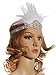 Vijiv Black Beaded Flapper Headband Inspired Great Gatsby 1920s Headpiece Accessories Feather Vintage