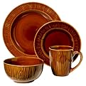 Embossed Bark 16-pc. Dinnerware Set - Amber