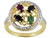 18KT OVER STERLING SILVER 1.35CTW MULTI GEM WITH DIAMOND ACCENT RING