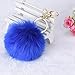 DZT1968® Solid Color Imitate Rabbit Fur Ball Keychain Handbag Key Ring Car Key (Blue)