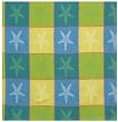 Durable Woven Jacquard 100% Cotton Blue and Yellow Starfish Tablecloth 54x90 Inches