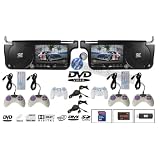 PAIR BLACK SUNVISOR VISOR LCD MONITORS WITH BUILT IN DVD PLAYERS, GAMES, USB AND... 