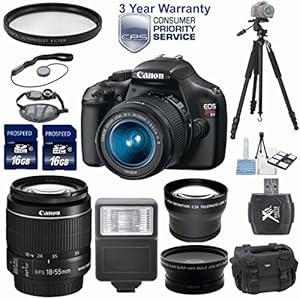 Canon EOS Rebel T3 12.2 MP CMOS Digital SLR 33rd Street Elite Bundle with 18-55mm IS II Lens + 2.2x Professional Lens + High Definition .43x Wide Angle Lens + 1pc U.V. Filter + Digital Slave Flash + Professional 50