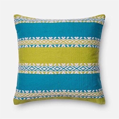 DSET Loloi DSETP0216GRBBPIL3 100% Polyester Cover and Down Fill Decorative Accent Pillow, 22" x 22", Green/Blue