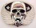 Chrome & Enamel Winged Vampire Skull Belt Buckle