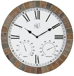 15 Inch Indoor/Outdoor Tile Clock with Time, Temperature, and Humidity