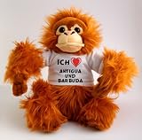 Plüschtier Orangutan mit Ich Liebe Antigua und Barbuda T-Shirt
