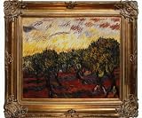 Art Reproduction Oil Painting - Van Gogh Paintings: The Olive Grove, 1889 with Renaissance Bronze Frame - Bronze Finish - 30 X 34 - Hand Painted Framed Canvas Art