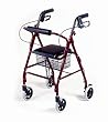 4-wheel Folding Rolling Walker with Shopping Basket, Padded Seat and Dual Hand Brakes.