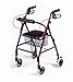 4 Wheel Rolling Walker with Shopping Basket, Padded Seat Burgundy color