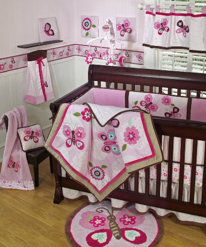 Sumersault Dancing Butterflies 4 Piece Crib Set - Pink product image