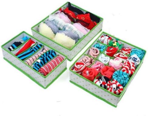 Sock Bra Underwear Ties Closet Drawer Organizer Storage Box Set(green)
