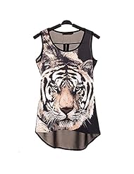 Polyester Sleeveless Animal Print Leopard Print Tiger Print Striped Print Mini Dress 