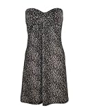 Strapless Black and White Animal Printed Dress, Bra Cups and Twisted Front