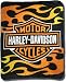 Harley Davidson "Tribal Flames" Over-size Micro Raschel Throw Blanket