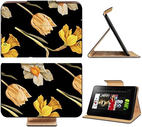 Amazon Kindle Fire HD 8.9 2012 Flip Case Narcissus and tulip vintage pattern IMAGE 32250282 by MSD Customized Premium Deluxe Pu Leather generation Accessories HD Wifi Luxury Protector