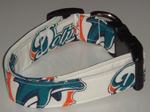 NFL Miami Dolphins Football Dog Collar White Medium 1