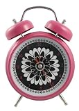 Japanese Garden Alarm Clock Fuschia with Wht & Blk Posies