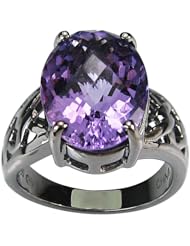 Ruthenium Plated Sterling Silver Amethyst Ring