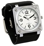 Nemesis #HST046S Men's Premium Black Wide Leather Cuff Strap Square Watch