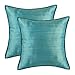 CaliTime Pack of 2 Silky Throw Pillow Covers Cases for Couch Sofa Bed Modern Light Weight Dyed Striped 22 X 22 Inches Teal