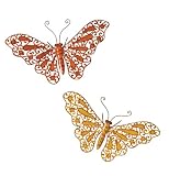 Wilco Imports Butterfly Metal Wall Decor Orange and Yellow Set of
