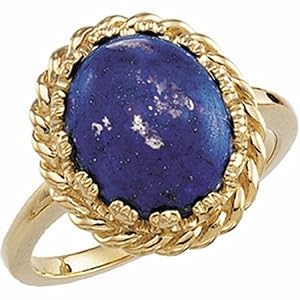 18K Yellow Gold Lapis Lazuli Ring -- LIFETIME WARRANTY