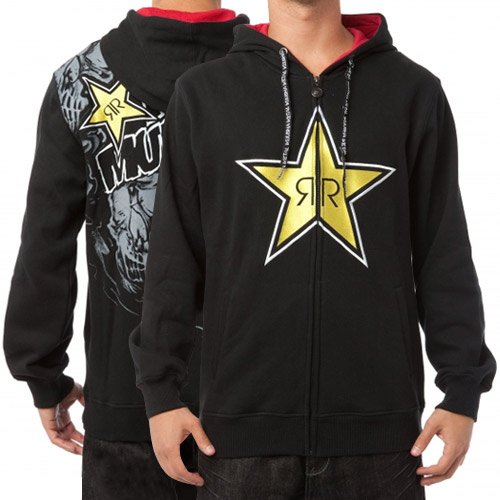 :Metal Mulisha Black Rockstar Night Rock Full Zip Hoody Sweatshirt (Medium)
