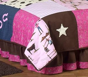 Western Horse Cowgirl Queen Kids Children's Bed Skirt By Jojo Designs
