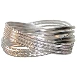 Set Of 12 Intertwined Bangles In Silver