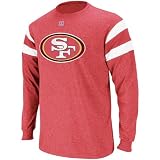 NFL Men's San Francisco 49ers End Of Line III Long Sleeve Crew Neck Overdyed Tee (Cardinal Heather/White, Large)
