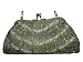fully beaded handmade evening handbag silver with mental strap