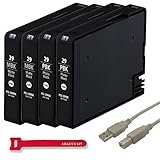 Compatible Canon PGI-29 Matte & Photo Black Ink Tanks for Canon PIXMA PRO-1 - Value Pack, 4 Cartridges + USB 2.0 A to B 6 ft. Cable + Abacus24-7 Cable Tie