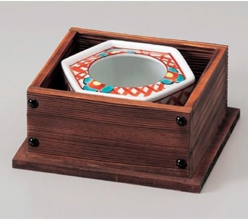 Ashtray utw682-22--23-714 [ashtray 4.8 x 2 inch box 6.5 x 6 x 3 inch] Japanece ceramic Red picture ten thousand-winning 4.0 ashtray with wooden frame tableware