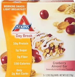 Atkins Day Break Cranberry Almond Morning Snack Bar, 5 Count Bars