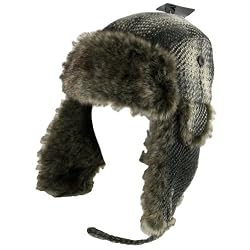New Faux Fur Wool Woven Winter Heavy Trooper Ski Hat Gray Large Extra Large
