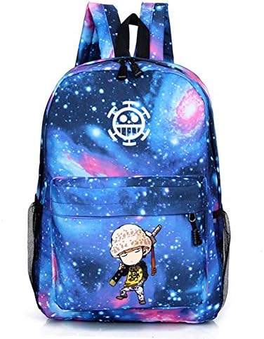 Anime One Piece Luffy Backpack Skull Galaxy Book Bag Zipper for Teens
