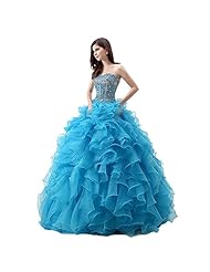 Organza/Satin Sweetheart  Beaded Backless Lace-Up Piping Sequined  Ball Gown Prom Dress/Quinceanera Dress 