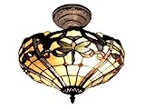 Dale Tiffany TH12151 Cabrini Semi Flush Mount Light Fixture, Antique Bronze