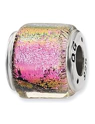 Sterling Silver s Purple/pink/green Dichroic Glass Bead by Reflection Beads, Best Quality Free Gift Box Satisfaction Guaranteed