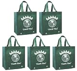 Reusable Grocery Tote Bags 5 Pack (Hunter Green) World Thank You! Reusable Grocery Tote Bags 5 Pack (Hunter Green) World Thank You!
